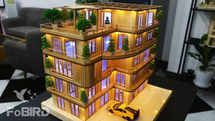Popsicle stick house with LED light template