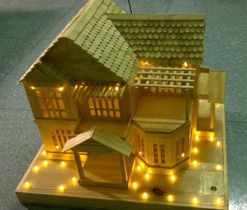 Popsicle stick house with LED light template ver 1 0 Fobird